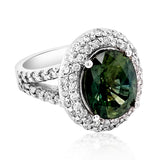 6.04CT NATURAL  CEYLON GREEN SAPPHIRE 14K W/G RING