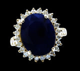 9.19CT NATURAL CEYLON BLUE SAPPHIRE 14K Y/G RING