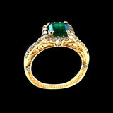 0.97CT NATURAL COLOMBIAN EMERALD 14K Y/G RING 