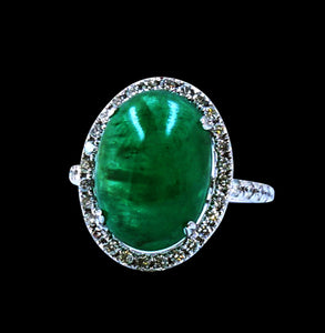 7.07CT NATURAL COLOMBIAN EMERALD 14K W/G RING 