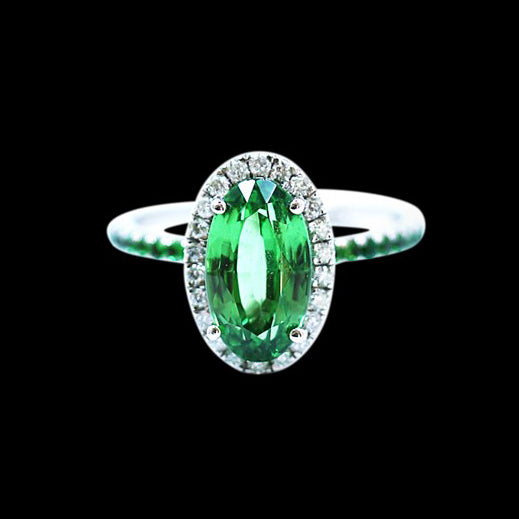 3.38CT NATURAL TSAVORITE 14K W/G RING