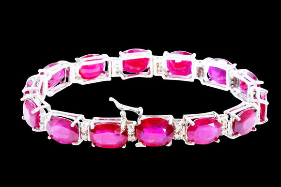 62.61ct Ruby 14K White Gold Bracelet