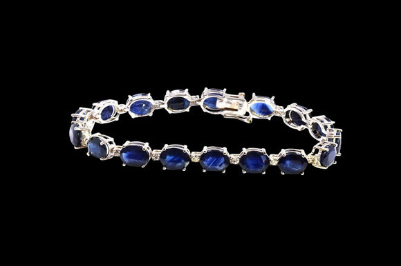 24.67ct Blue Sapphire 14K White Gold Bracelet