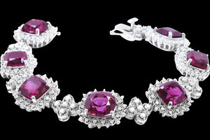 35.83ct Red Garnet 14K White Gold Bracelet