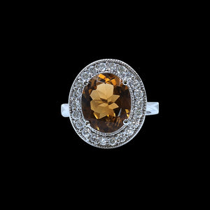 4.95ct Champagne Color Tourmaline 14K White Gold Ring