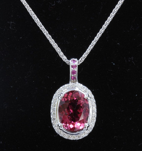 4.43ct Spinel 14K White Gold Necklace and Pendant