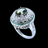 3ct Green Tourmaline 14K White Gold Ring