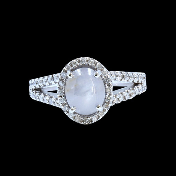 2.19ct Ceylon Star Sapphire 18K White Gold Ring