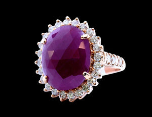 12.07ct Burma No glass Ruby 14K White Gold Ring