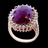 12.07ct Burma No glass Ruby 14K White Gold Ring