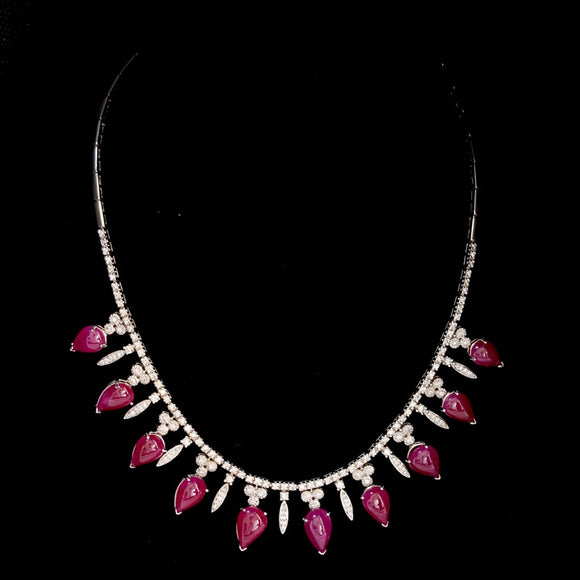 39.86ct Burma Ruby (No Heat) 14K White Gold Necklace