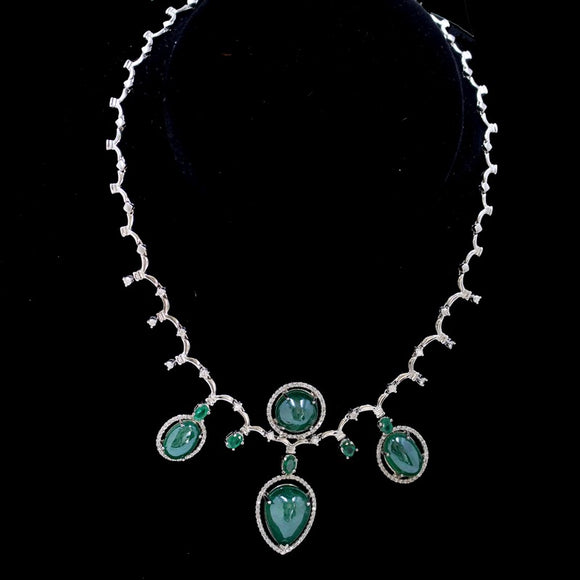 51ct Emerald 14K White Gold Necklace