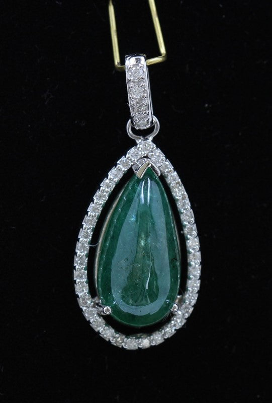 8.17ct Emerald 14K White Gold Pendant