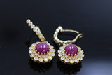 6.67ct Ruby Cab 18K Yellow Gold Earring