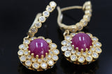 6.67ct Ruby Cab 18K Yellow Gold Earring