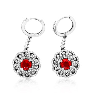 2.57ct Red Sapphire 14K white Gold Earring