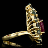 3.22ct Oval Alexandrite / 2.75ct Oval Ruby 14K Yellow Gold Ring
