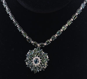 76ct Green Sapphire 18K White Gold Necklace