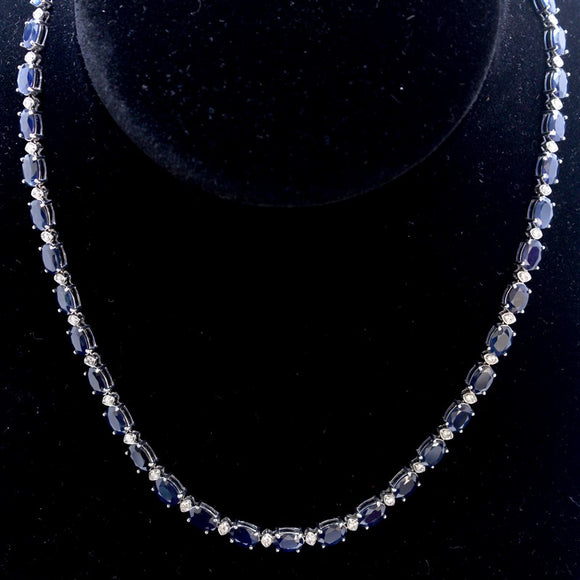 42.17ct Blue Sapphire 14K White Gold Necklace