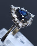 4.10ct NATURAL CEYLON Blue Sapphire 18K White Gold Ring