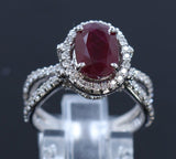 3.63ct Natural Ruby 14K White Gold Ring