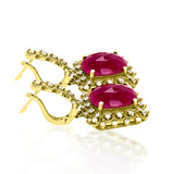 11.21ct Ruby Cabochion 14K Yellow Gold Earring