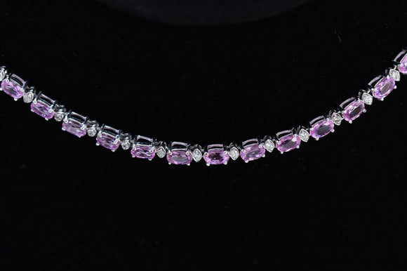 7.30ct Pink Sapphire 14K White Gold Bracelet