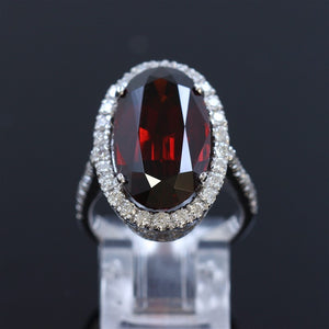 9.91CT Natural Malaya Garnet 14k white gold ring
