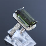 10.10ct Natural Green Tourmaline 18K white gold ring