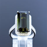 10.10ct Natural Green Tourmaline 18K white gold ring