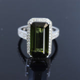 10.10ct Natural Green Tourmaline 18K white gold ring