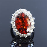 14.03ct Natural Malaya Garnet 14K White Gold Ring