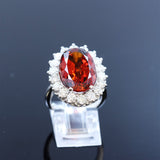 14.03ct Natural Malaya Garnet 14K White Gold Ring