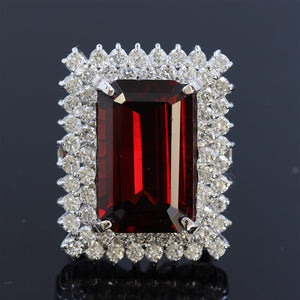 20.60ct Natural Malaya Garnet 14K White Gold Ring