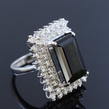 11.37ct Natural Green Tourmaline 14K White Gold Ring