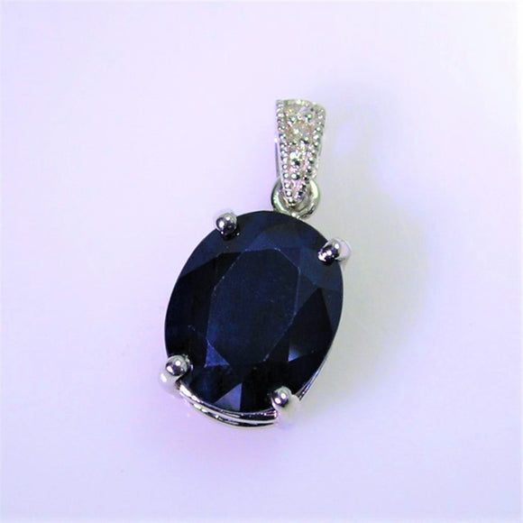 5.07ct Blue Sapphire 14K White Gold Pendant