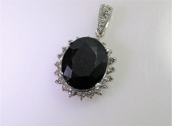 5.08ct Blue Sapphire 14K White Gold Pendant