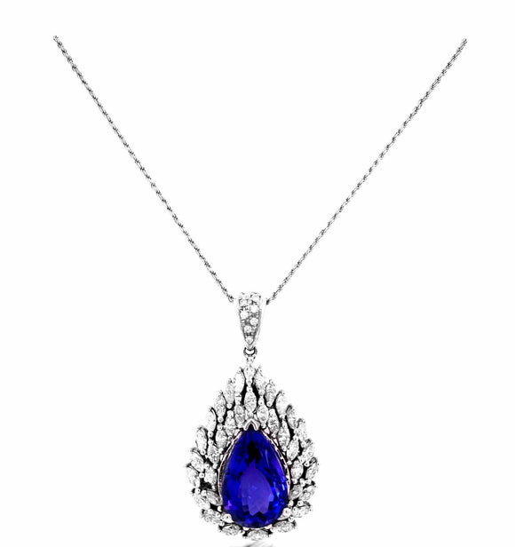 14ct Natural Tanzanite 14K White Gold Pendant