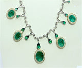 GIA Certified 32.37ct Natural Emerald 14k and 18k White & Yellow Gold Necklace