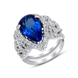 6.38ct Neon Blue Tanzanite 18K White Gold Ring