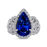 6.38ct Neon Blue Tanzanite 18K White Gold Ring