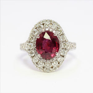 3.24ct Ruby 14K White Gold Ring