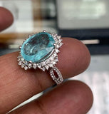 4.11ct Copper Bearing Paraiba Type Tourmaline 18K White Gold Ring