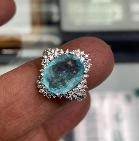 4.11ct Paraiba Tourmaline 18K White Gold Ring