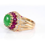 GIA 3.57ct Type A Imperial Jadeite Jade 18K Yellow Gold Ring