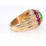 GIA 3.57ct Type A Imperial Jadeite Jade 18K Yellow Gold Ring