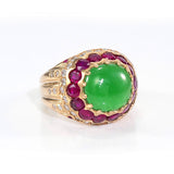 GIA 3.57ct Type A Imperial Jadeite Jade 18K Yellow Gold Ring