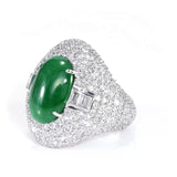 GIA 5.41ct Type A Imperial Jadeite Jade 18K White Gold Ring