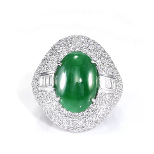 GIA 5.41ct Type A Imperial Jadeite Jade 18K White Gold Ring