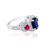 3.39ct Ceylon Sapphire & 0.45ct Pink Sapphire 14K White Gold Ring